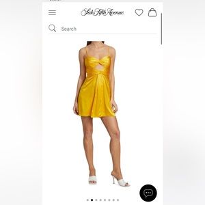 saks fifth avenue strapless gold cut out mini dress
